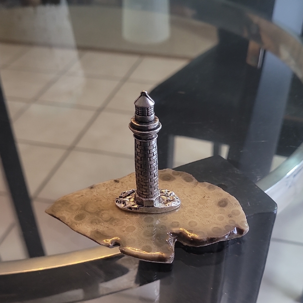 Petoskey Stone With Attached Lighthouse